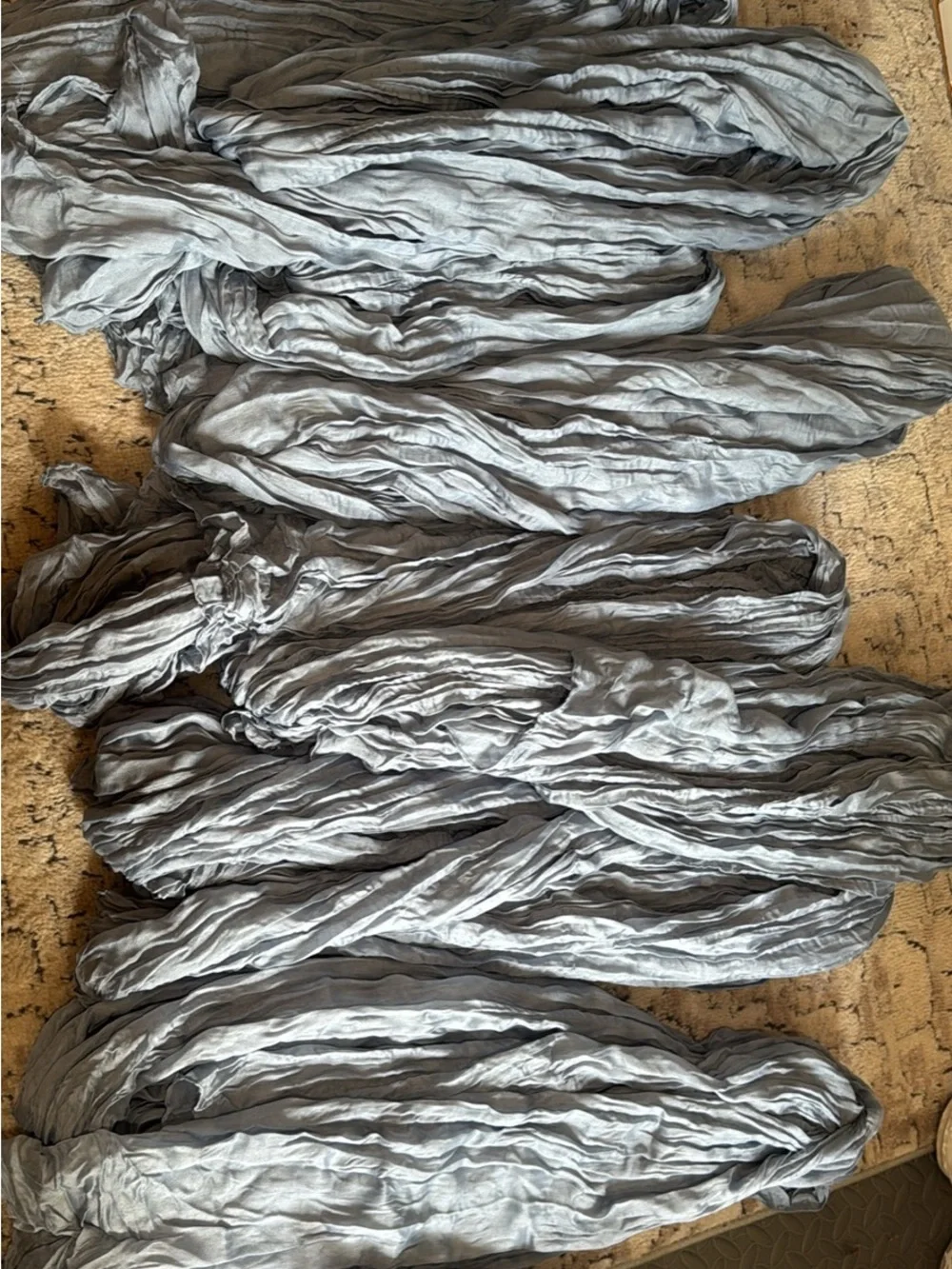Crushed sheer cheese cloth  Table Runners Dusty Blue light